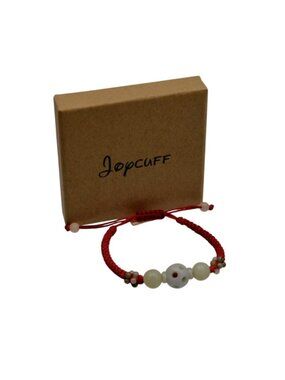 Joycuff Red String Skull Bracelet Ceramic Stone Beaded Adjustable Knot Gift Box